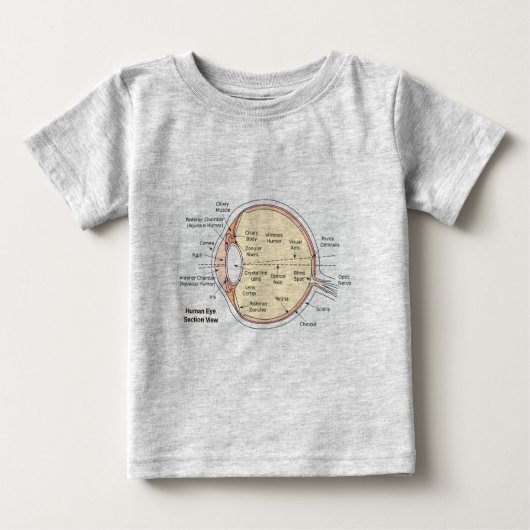 Tシャツ男の赤ちゃん人眼球解剖図 ベビーTシャツ (正面)
