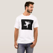 Tシャツ白いキューピッド付きブラック Tシャツ (正面フル)