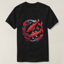 Tシャツ赤コイ魚