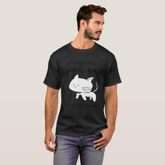 Tシャツ食べの子猫を生救きまおもしろいす Tシャツ (正面フル)
