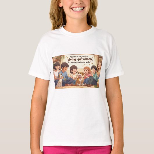 Tシャツ養子縁組T与えシャツ – 「家族でペット」 Tシャツ (正面)