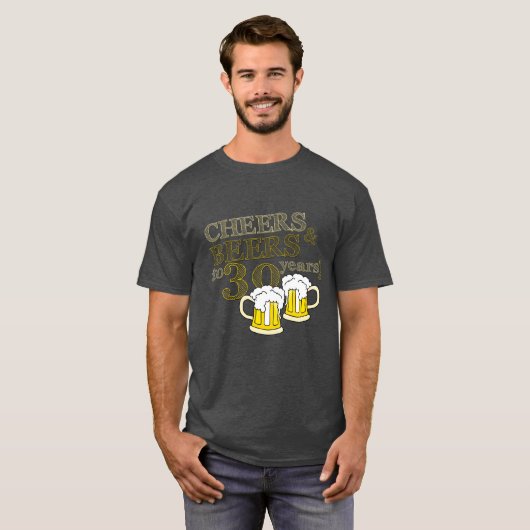 Tシャツ30年のへの応援及びビール誕生日の Tシャツ (正面フル)