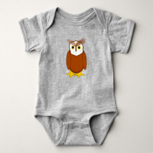 Tシャツ-かわいいフクロウのキャラクター ベビーボディスーツ