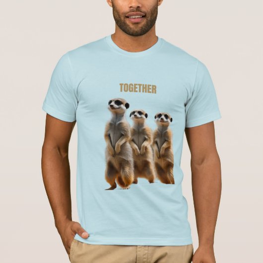 Tシャツ みんなで力を合わせるミーアカット (正面)