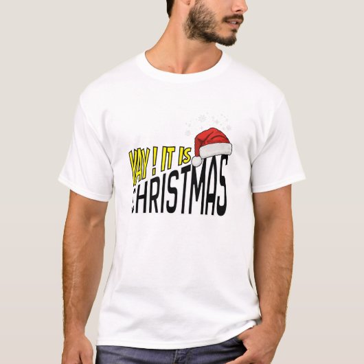 Tシャツ:やった!クリスマスだ(白) Tシャツ (正面)
