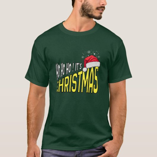 Tシャツ：やった！クリスマスだ (緑) Tシャツ (正面)