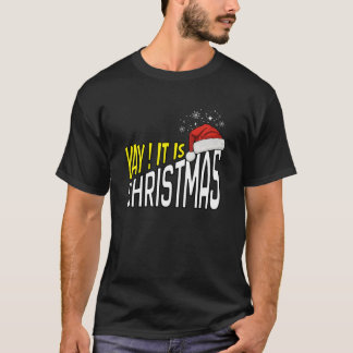 Tシャツ：やった！クリスマスだ (黒) Tシャツ