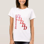 tシャツ – イニシャルを赤のシェードと姓 (正面)