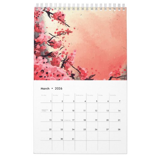 Tシャツ カレンダー (3月 2026)