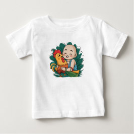 Tシャツ |クロエベイビー、雄鶏をハグする