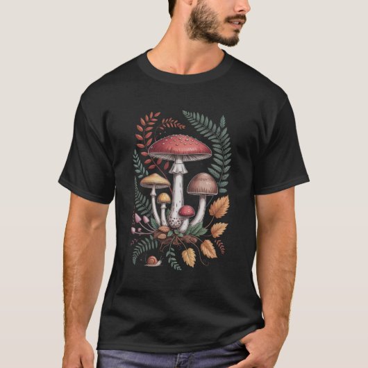 Tシャツ コテージコア オータム ウッドランド キノコ (正面)