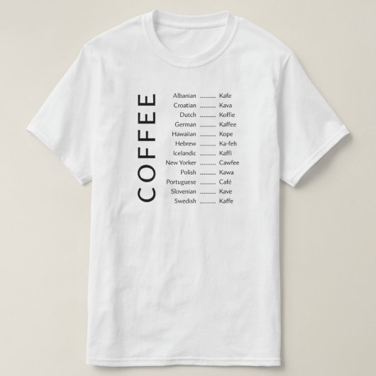 Tシャツ – コーヒー言語 (デザイン正面)