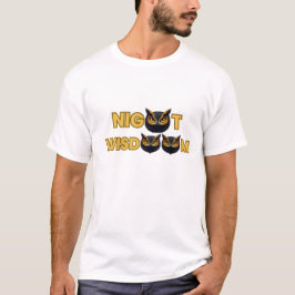 Tシャツ「ゴールデン・オウル・アイコン - ミニマル・ナイト・ウィズダム」 Tシャツ