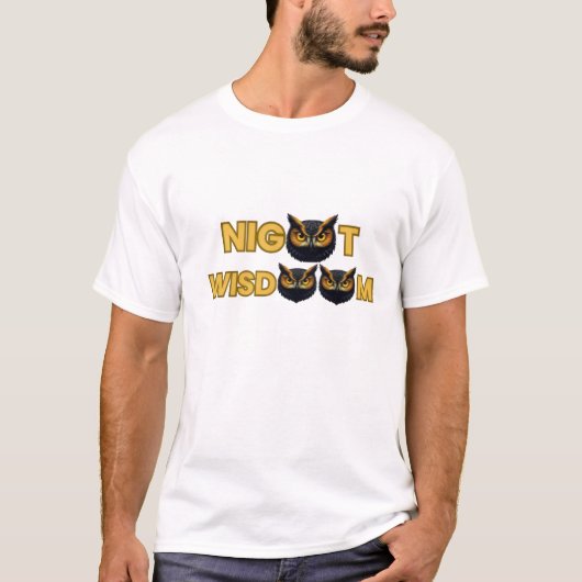 Tシャツ「ゴールデン・オウル・アイコン - ミニマル・ナイト・ウィズダム」 Tシャツ (正面)