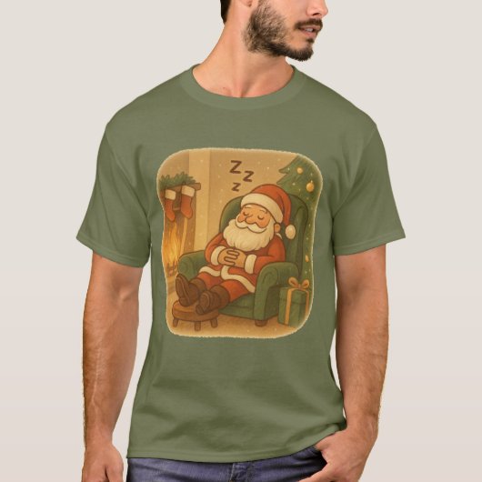 Tシャツ サンタのくつろぎクリスマス昼寝 (正面)
