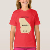 Tシャツ - ジョージア州地図と市 (正面)