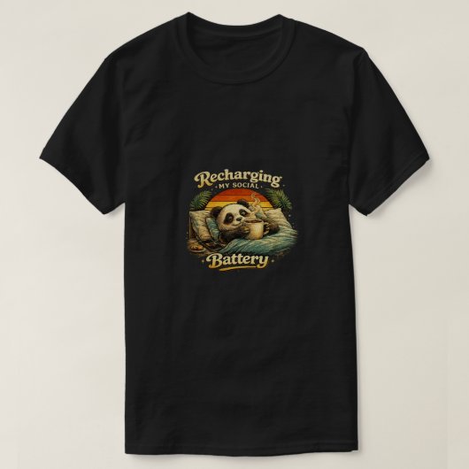Tシャツ ソーシャルバッテリー充電中パンダTシャツ (デザイン正面)