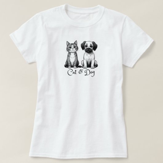 Tシャツ（ネコとドッグウーマン） Tシャツ (デザイン正面)