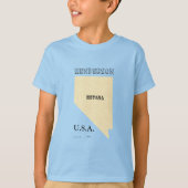 Tシャツ - ネバダ州の地図と町 (正面)