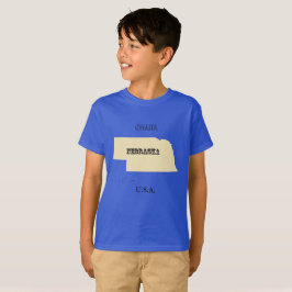 Tシャツ - ネブラスカ州地図(市あり)
