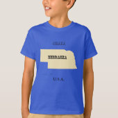 Tシャツ - ネブラスカ州地図（市あり） (正面)