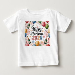 Tシャツ-ハッピーニューイヤー 2026 お揃いファミリー ベビーTシャツ