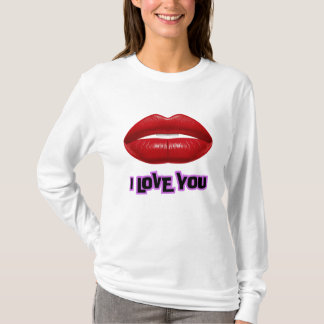 Tシャツ/フード付リップI Love Youロゴデザイン Tシャツ