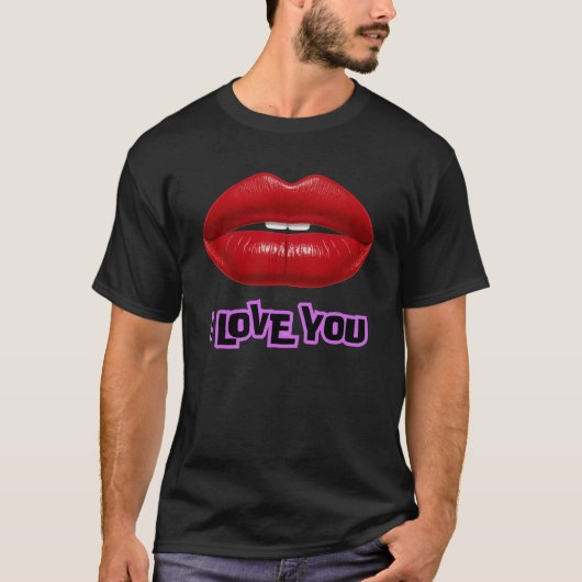 Tシャツ/フード付リップI LOVE YOU LOGOデザイン Tシャツ (正面)