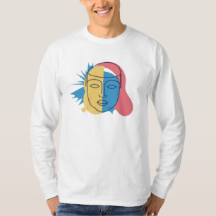 Tシャツ/フード付/スウェットシャツ顔の輪郭アート Tシャツ