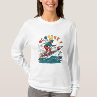Tシャツ/フード付「ロケットサーフィン」ロゴデザイン Tシャツ