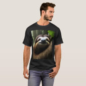 Tシャツ、ブラウンファジーSloth Selfie Tシャツ (正面フル)
