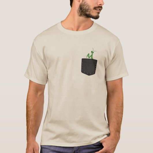 Tシャツ - ポケットのカマキリ (正面)