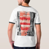Tシャツ - レッドパルス抽象デザイン (裏面)