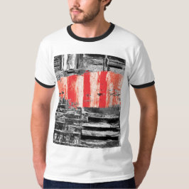 Tシャツ - レッドパルス抽象デザイン