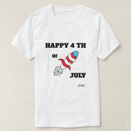 Tシャツ ; ロケット 7月4日 (デザイン正面)