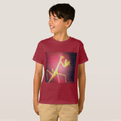 Tシャツ - ワインレッドのカマキリ タイルモザイク (正面フル)