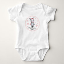Tシャツ-名入れ 赤ちゃんの初めてのクリスマス 2025-女の子