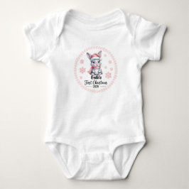Tシャツ-名入れ 赤ちゃんの初めてのクリスマス 2025-女の子 ベビーボディスーツ