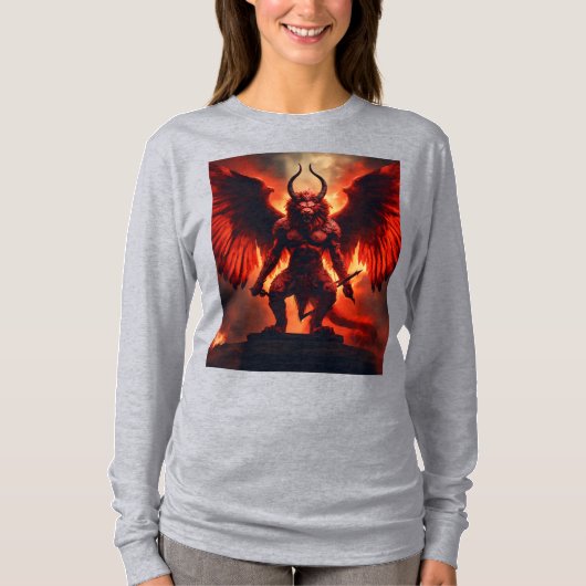 Tシャツ 地獄の翼を持つ戦士 - 灼熱の悪魔王 (正面)