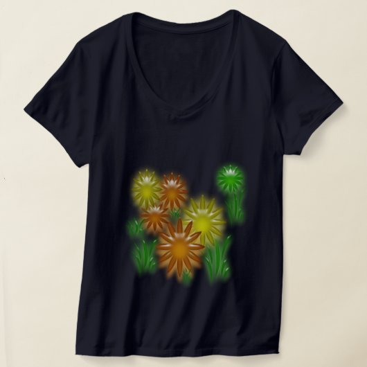 Tシャツ - 夏のネオンフラワー (レイダウン)
