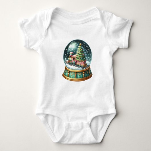 Tシャツ-子供用クリスマストレインTシャツ ベビーボディスーツ (正面)