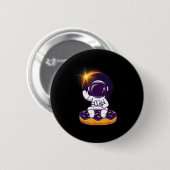 Tシャツ 宇宙飛行士 皆既日食 ドーナツ 缶バッジ (正面&裏面)