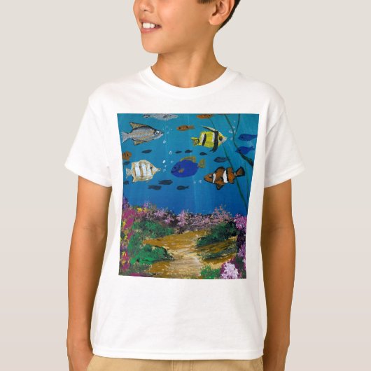 Tシャツ - 手描きアート - 海の深み (正面)