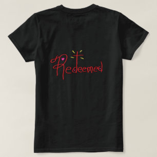 Tシャツ『救済』手描きテキスト十字架ハート Tシャツ