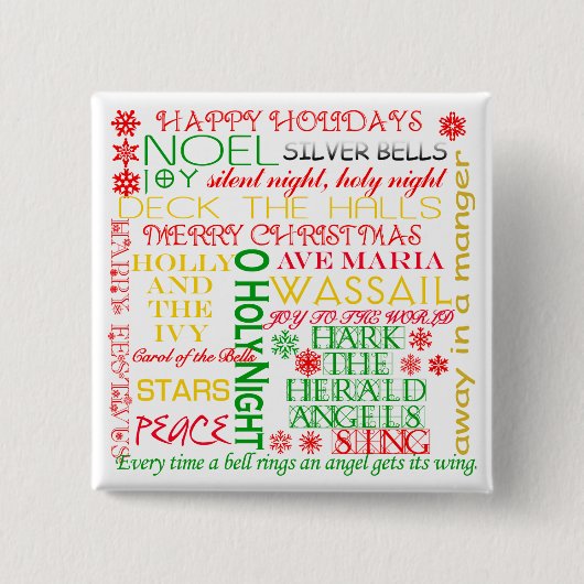 Tシャツ、服装、ギフトのクリスマスキャロルのタイトル 缶バッジ (正面)