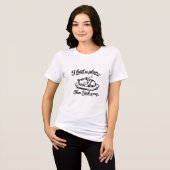 Tシャツ 眠い猫の面白い引用符 黒と白 (正面全面)