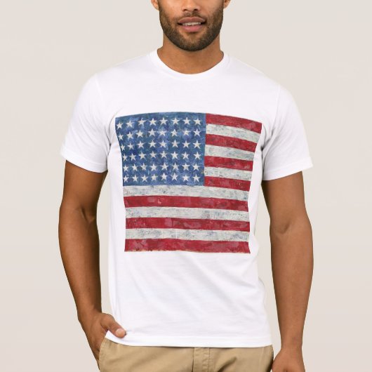 Tシャツ – 米国国旗の手色彩の鮮やか形 (正面)