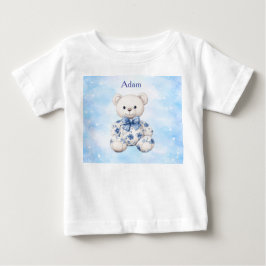 Tシャツ-編集可能 ブルーシノワズリーベビーシャワー ベビーTシャツ