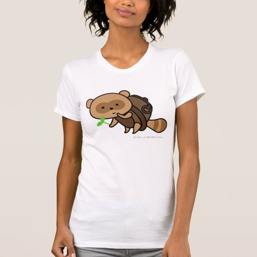 Tシャツ-葉が付いているやかんTanuki Tシャツ (正面)