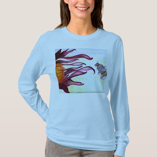 Tシャツ-蜂および花の芸術 Tシャツ (正面)